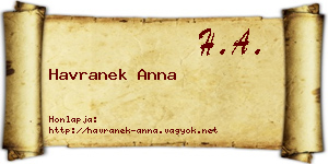 Havranek Anna névjegykártya